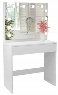 Toaletný stolík - Nábytok toaletný stolík Moskała White 90 x 140 x 40 cm podsvietenia