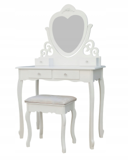 Toaletný stolík - Metalbed White 80 x 145 x 40 cm stolica v súprave