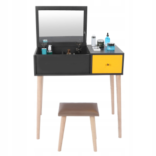 Toaletný stolík - Kozmetické make -up pre luxurové zrkadlo čierne 40 x 80 x 80 cm zrkadla