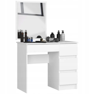 Toaletné stolíky - Toaletný stolík so zrkadlom Desk T-6/SL pravý 90 cm biely