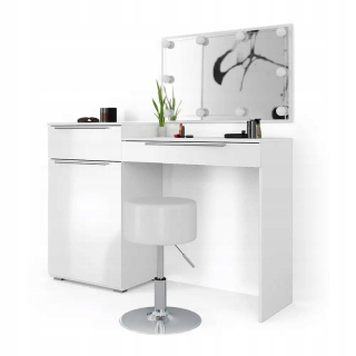 Toaletný stolík - Vicco toaletný stolík biely lesk 135 x 90 x 39 cm podsvietenia, vrátane stoličky