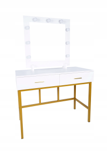 Toaletný stolík - Nábytok toaletný stolík Moskała White Mat 100 x 150 x 45 cm podsvietenia