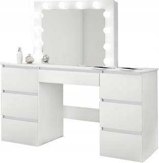 Toaletný stolík - Biely kozmetický toaletný stolík s LED zrkadlom 12 Visage