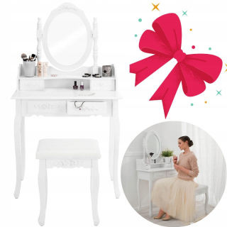 Toaletný stolík - Toaletný stolík s kozmetickým zrkadlom LED White +