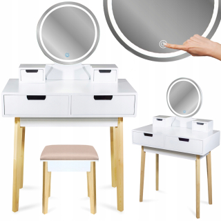 Toaletný stolík - Jumi šatňa biela rohož 1 x 1 x 1 cm podsvietenie, vrátane stoličky