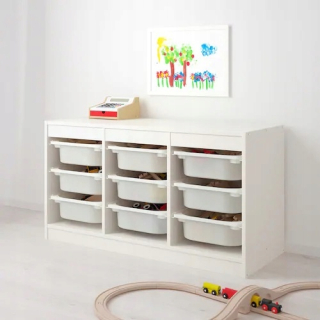 Polica do detskej izby - TROFAST regál Biely + 9 IKEA HOY CONTAINERS