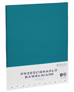 Plachta na posteľ - Tyrkysová bavlnená listina bez gumy 180x200