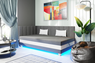 Posteľ do študenskej izby - Lea mládežnícky gauč s matracmi + LED 100/200