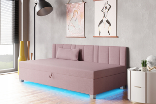 Posteľ do študenskej izby - Mládežník, 100 cm gauč Oskar+ LED