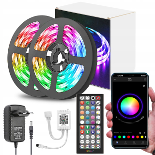 Osvetlenie nábytku - 10m LED páska RGB 5050 LED diódy farebné diaľkové ovládanie +zadarmo
