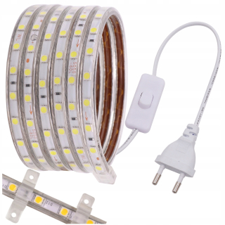 Osvetlenie nábytku - 230 V LED pásik 5 m nepremokavý 30W napájací súprava