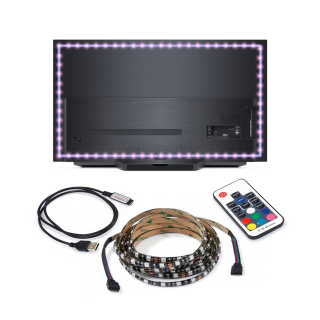 Osvetlenie nábytku - RGB LED pásik 3M 5V + Pilot K17 Radio USB TV