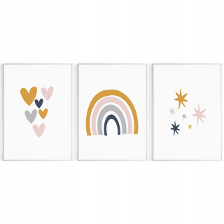 Detský obraz - Rainbow boho minimalizmus stanovil detské plagáty A4