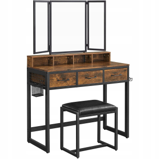 Toaletný stolík - Šatne levoobert bronzové odtiene Matt 90 x 141 x 40 cm stolička vrátane