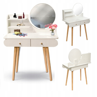 Toaletné stolíky - Scandi toaletný stolík so zrkadlom 80 x 122 x 40 cm