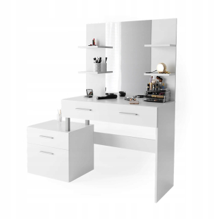 Toaletný stolík - Vicco Whitce Mathea 132 x 145,5 x 43 cm podsvietenia, vrátane stolice