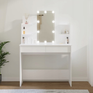 Toaletný stolík - Vidaxl White toaletnostná tabuľka 96 x 142 x 40 cm podsvietenia