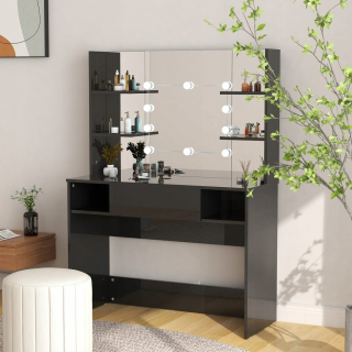 Toaletný stolík - Vidaxl toaletný stolík čierny lesk 100 x 135 x 40 cm