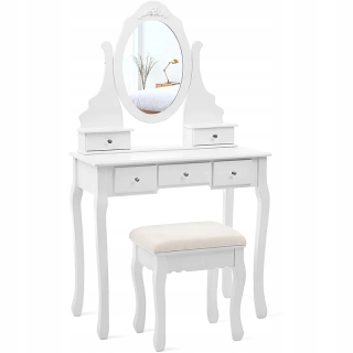 Toaletný stolík - SongMics White Mat 80 x 140 x 40 cm stolica vrátane