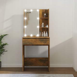 Toaletný stolík - LED toaletný stolík, Smoky Oak, 60x40x140 cm