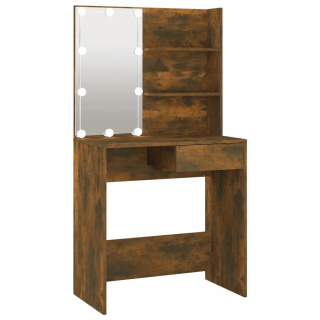 Toaletný stolík - LED toaletný stolík, Smoky Oak, 74,5 x 40x141 cm