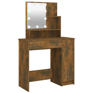 Toaletný stolík - LED toaletný stolík, Smoky Oak, 86,5 x 35x136 cm