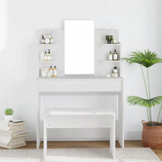 Toaletný stolík - Vidaxl White toaletnostná tabuľka 96 x 142 x 40 cm