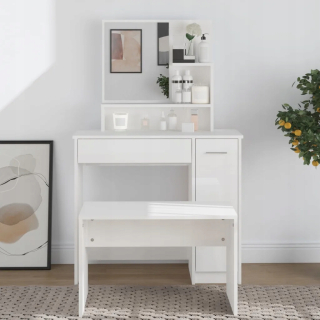 Toaletný stolík - Vidaxl White toaletný tabuľka 86 x 136 x 35 cm