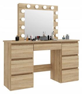 Toaletný stolík - Martigo toaletný stolík plus Sonoma Oak 120 x 75 x 43 cm podsvietenia