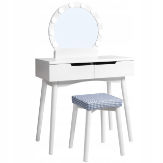 Toaletný stolík - SongMics White toaletný tabuľka 80 x 131 x 40 cm podsvietenia, vrátane stolice