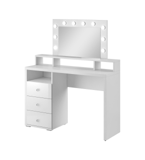 Toaletný stolík - Toaletný stolík Helvetia biely lesk 120 x 136 x 40 cm podsvietenia