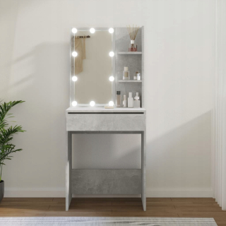 Toaletný stolík - Toaletný stolík s osvetlením LED, betónová šedá, 60x