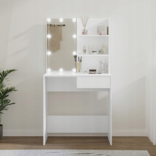 Toaletný stolík - Vidaxl White toaletnostná tabuľka 74 x 141 x 40 cm podsvietenia