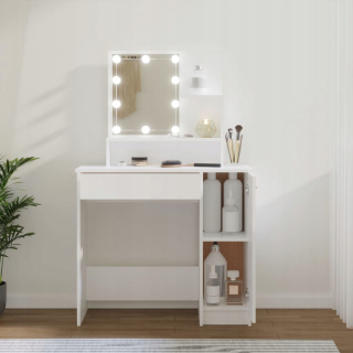Toaletný stolík - Toaletný stolík s osvetlením LED, biely, 86,5 x 35x136 cm