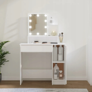 Toaletný stolík - Vidaxl White toaletný tabuľka 86 x 136 x 35 cm podsvietenia