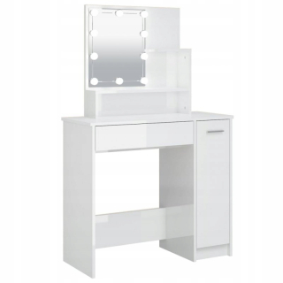 Toaletný stolík - Goodhome White toaletný tabuľka 90 x 130 x 50 cm