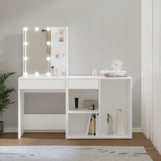 Toaletný stolík - Vidaxl White toaletný tabuľka 86 x 80 x 40 cm podsvietenia