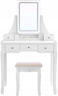 Toaletný stolík - Tajomník pre toaletný stolík LED zrkadlo + Hoker