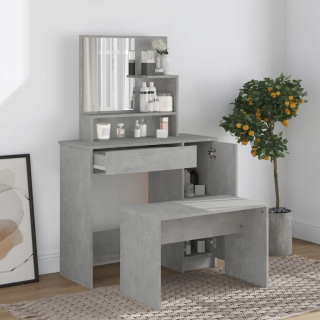 Toaletný stolík - Vidaxl toaletný stolík betón 86 x 136 x 35 cm stolička vrátane