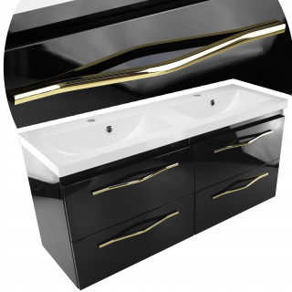 Skrinka do kúpeľne - 120 cm kúpeľňa Washbasin s čiernou zavesenou skrinkou