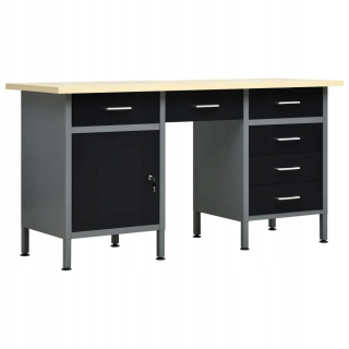 Pracovný, dielenský stôl - Vidaxl Work Desk, čierna, 160x60x85 cm, oceľ