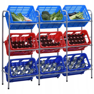Regál policový - Vidaxl Warehouse Rack pre 9 škatúľ, striebro, 14