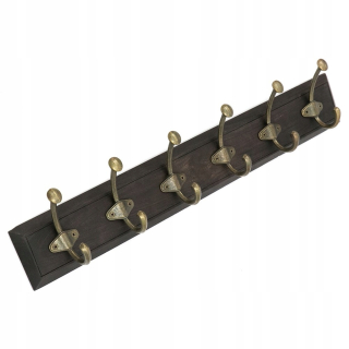 Vešiak do predsiene - Drevený drevený vešiak wenge zlato 70 cm 6 háčikov