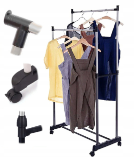 Odevový vešiak s kolesami 140 cm kovový stojan