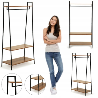 Vešiak do predsiene - Vešiak stojaci s policami Black Wood Loft Style