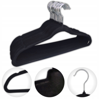 Vešiak do predsiene - Vešiaky na Velor Clothes Black Set 20 ks.