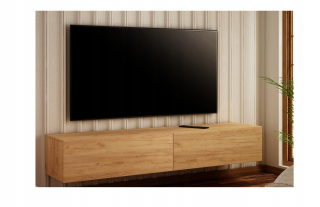 Skrinka pod TV - Závesný RTV kabinet 200 cm dubové remeslo zlaté