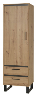 Šatníková skriňa do študenskej izby - Úzka šatníka s policami 60 cm Nordi 4 Loft Artisan