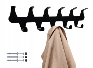 Vešiak do predsiene - Nástenný vešiak s kovovými háčikmi 6 ks 60 cm