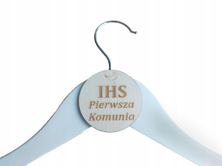 Detský vešiak - Biely vešiak prvé sväté prijímanie IHS gravírovanie